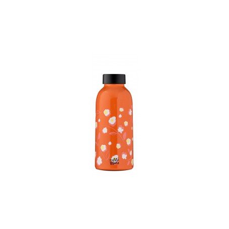 Thermos orange à fleurs